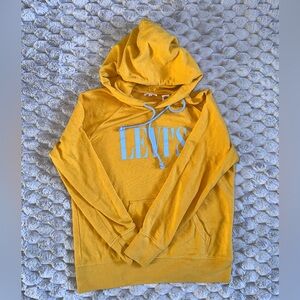 Levi's graphic pullover hoodie in yellow with a light blue logo